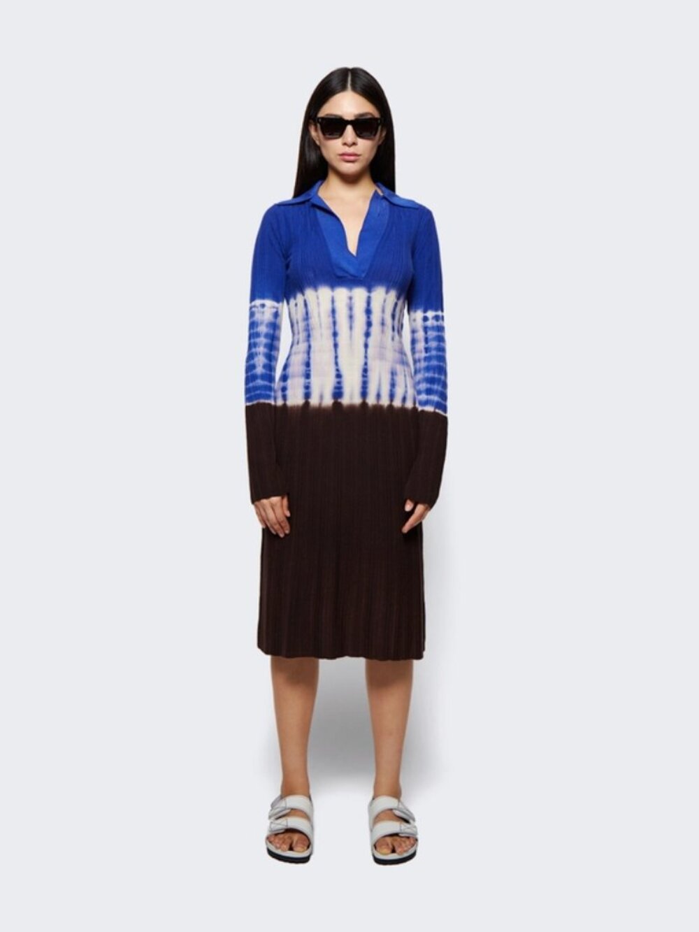 Proenza Schouler white label tie dye rib knit sweater midi dress